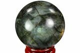 Flashy, Polished Labradorite Sphere - Great Color Play #105736-1